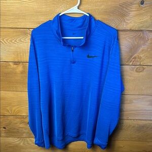 Nike Mens Pullover 1/4 Zip Mens‎ 2XL Blue Dri Fit Long Sleeve Athletic Collared